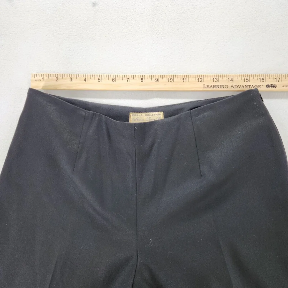 Maria Luisa Biella Collezioni Women Luxury Pants 46 Wool Black Italy US 10 - Picture 4 of 12